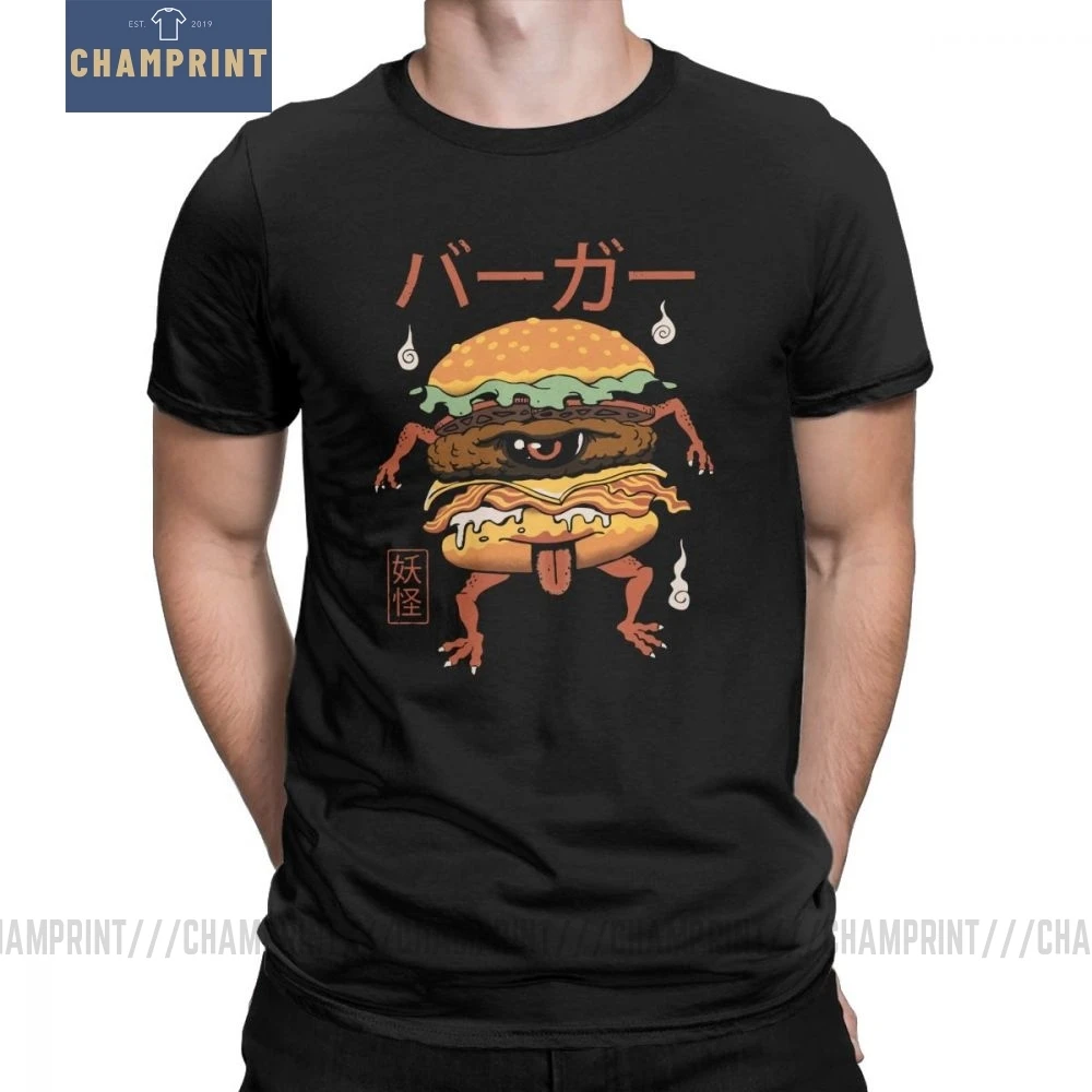 Футболка мужская с принтом пищевых монстров из чистого хлопка коротким