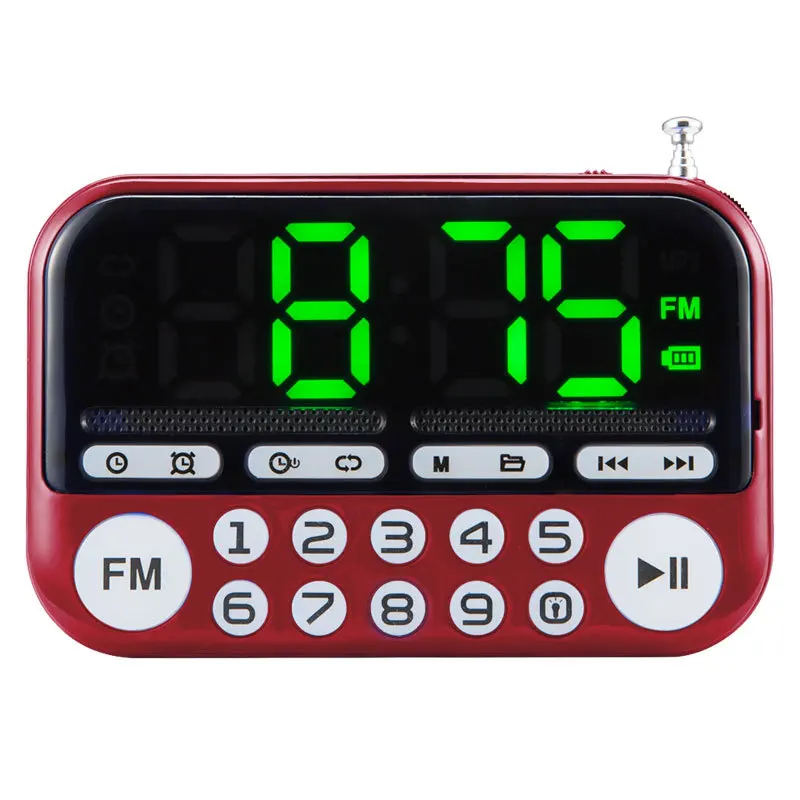 

Portable Mini Digital Radio FM Pocket Radio Shortwave 18Hz-19000Hz FM Built-In Speaker Support TF Card USB MP3 Time display