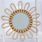 Круглое зеркало для макияжа из ротанга, инновационное художественное украшение, настенные зеркала для ванной