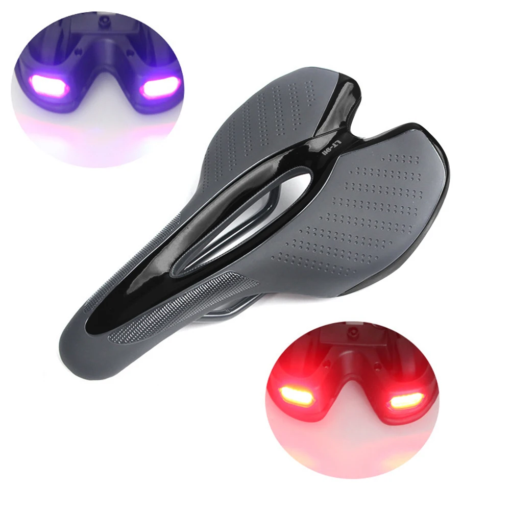 

Bicycle Cushion with Tail Light with USB Charging Breathable MTB Road Bike Seat Cushion Shockproof Waterproof Bike Accessories
