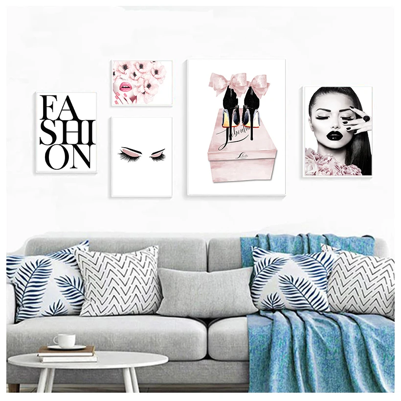 

Настенная живопись, Картина на холсте с розовым Парижем, Цветочная модель, девушка, любовь, поцелуй, скандинавские плакаты и принты, настенн...