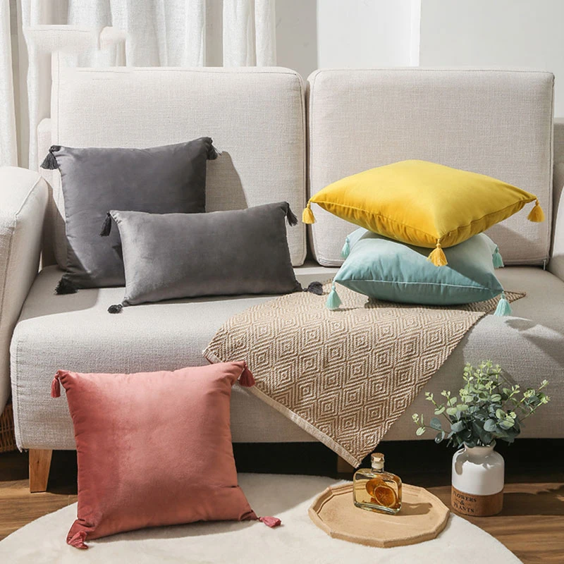 

Modern Waist Pillowcase Home Textile Products Simplicity Cushion Cover Tassel Hug Pillowcase Pure Color Hug Pillowcase