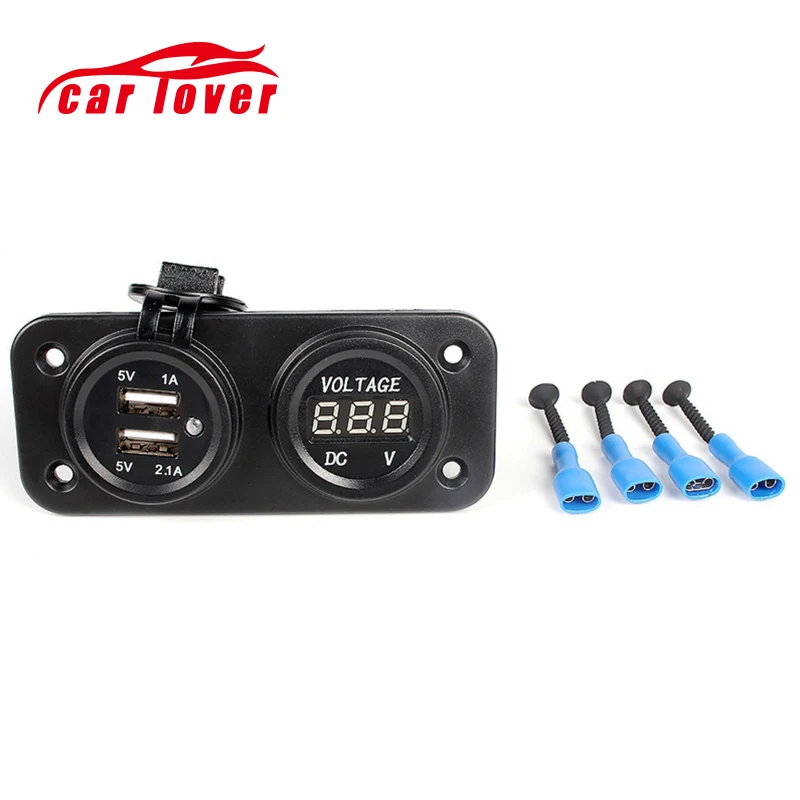 Автомобильный измеритель напряжения USB для мотоцикла лодки 12 в 2 1 а двойное