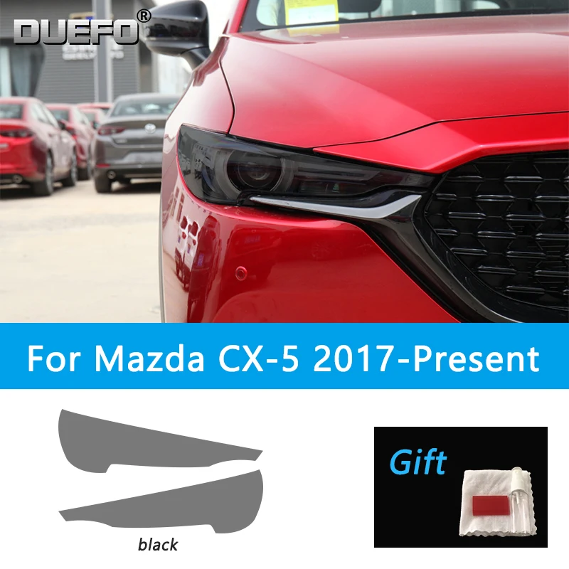 

2Pcs Car Headlight Protective Film Front Light Tint Smoked Black TPU Sticker For Mazda 3 6 CX-3 CX-5 CX-9 Accessories