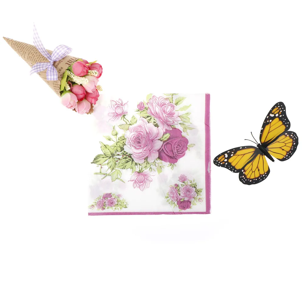 20 фото/партия роза бумажная салфетка цветок праздничный и фотоальбом 33 см * | Дом