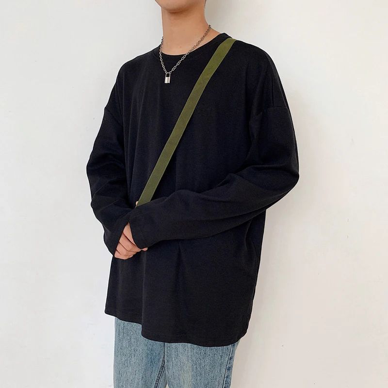 Harajuku/яркая Однотонная футболка с длинными рукавами однотонная универсальная