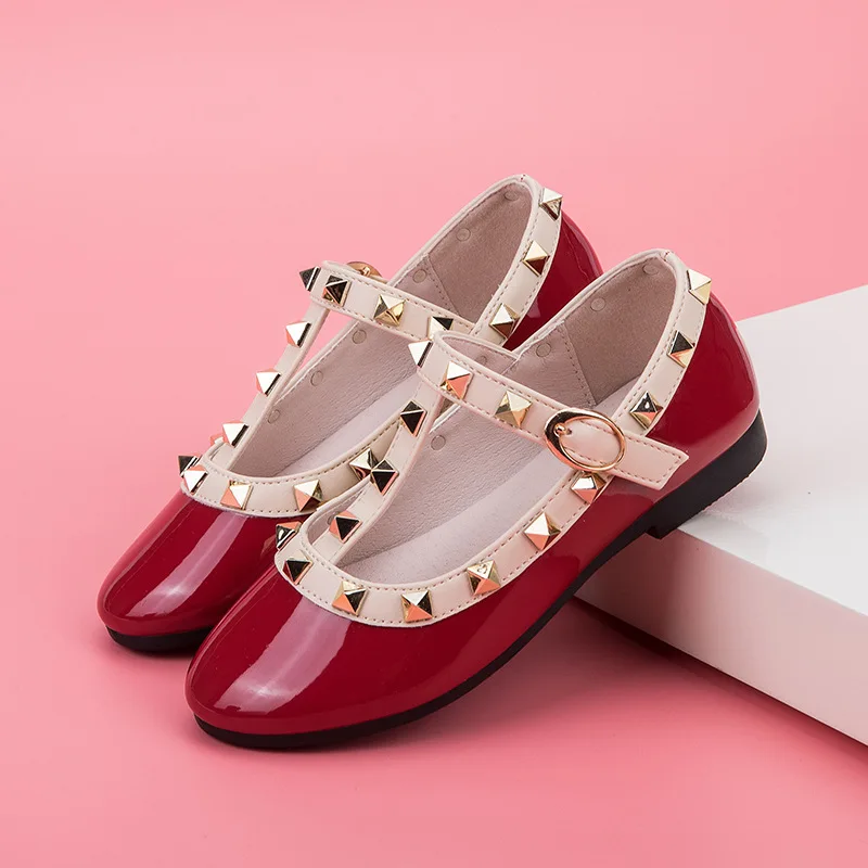 

Kid Shoes 2021 New Autumn Girls Brand for Baby Stud Fashion Children Princess Sandals Party Dance Ballet Soft Sole Solid Flats