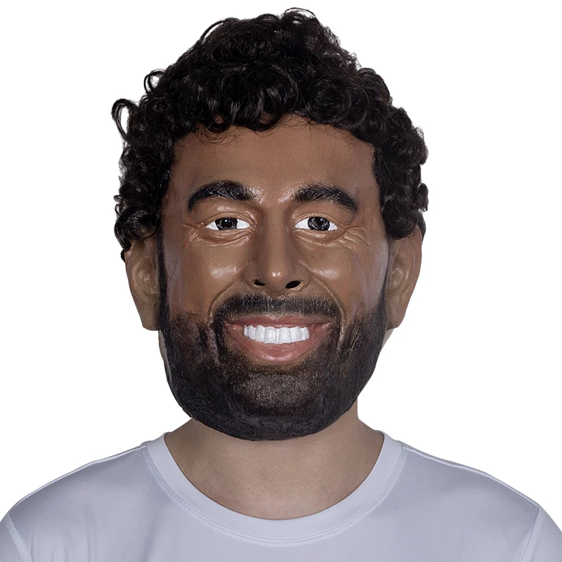 

Mohamed Salah Mask Soccer Player Cosplay Costume Props Celebrity Fancy Dress Party Latex Headgear Black Wig