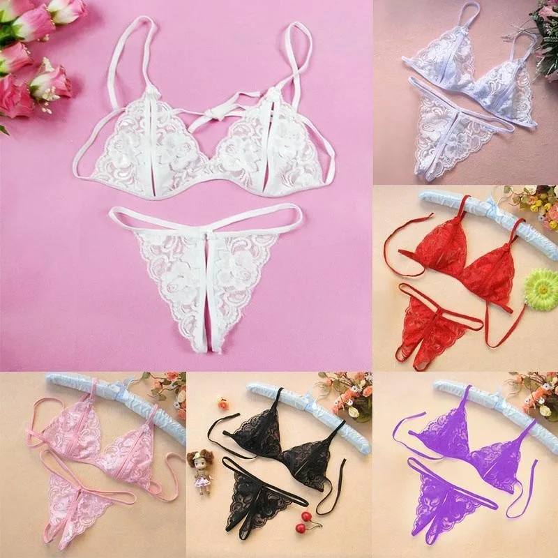 

Sexy Lingerie Set Sexy Lace Bra Underwear Thong Set Nylon Lingerie Panties Women Hollow Bra Lace Adjustable Underwear E1D4