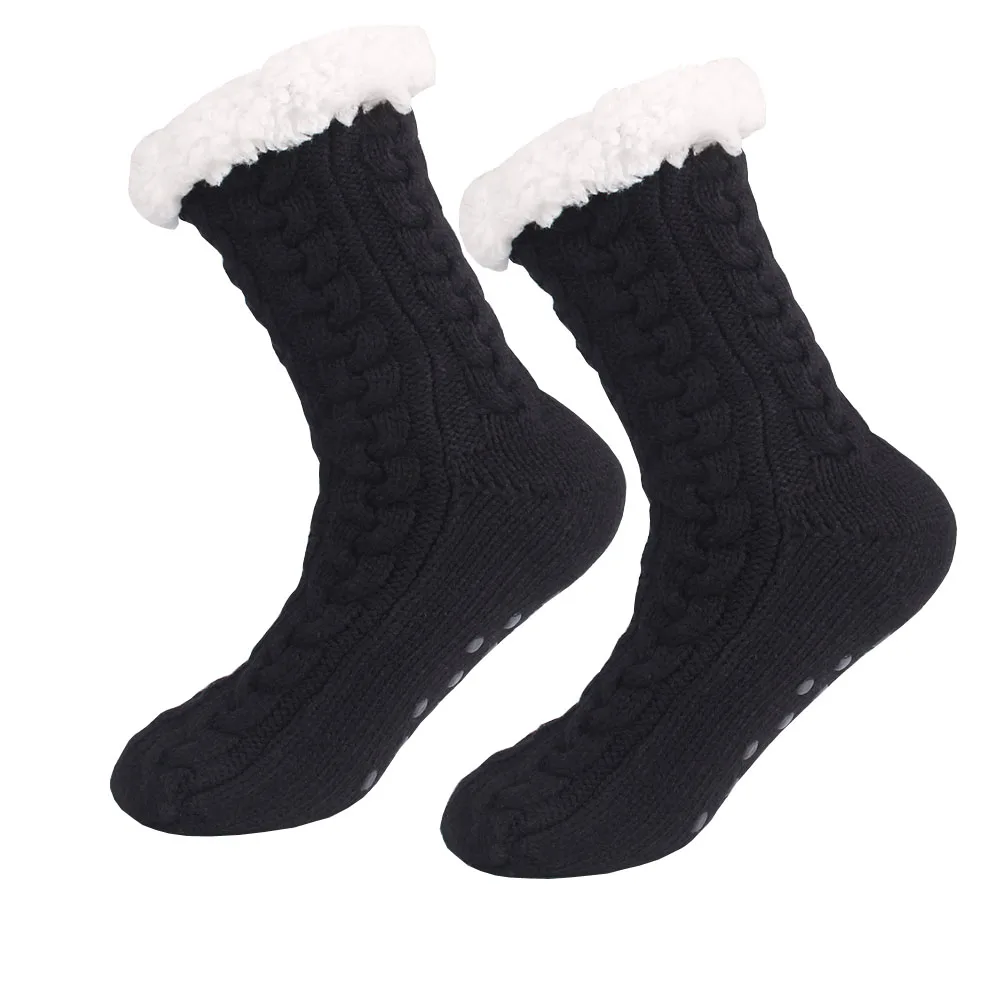 

1Pairs Women's Warm Socks Christmas Fuzzy Socks Fleece-lined Slipper Socks