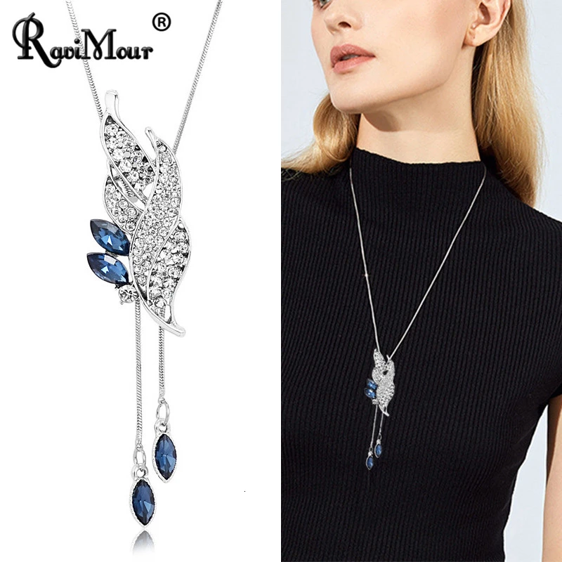 Женское ожерелье с цепочкой модное серебряное со стразами свитер чокером