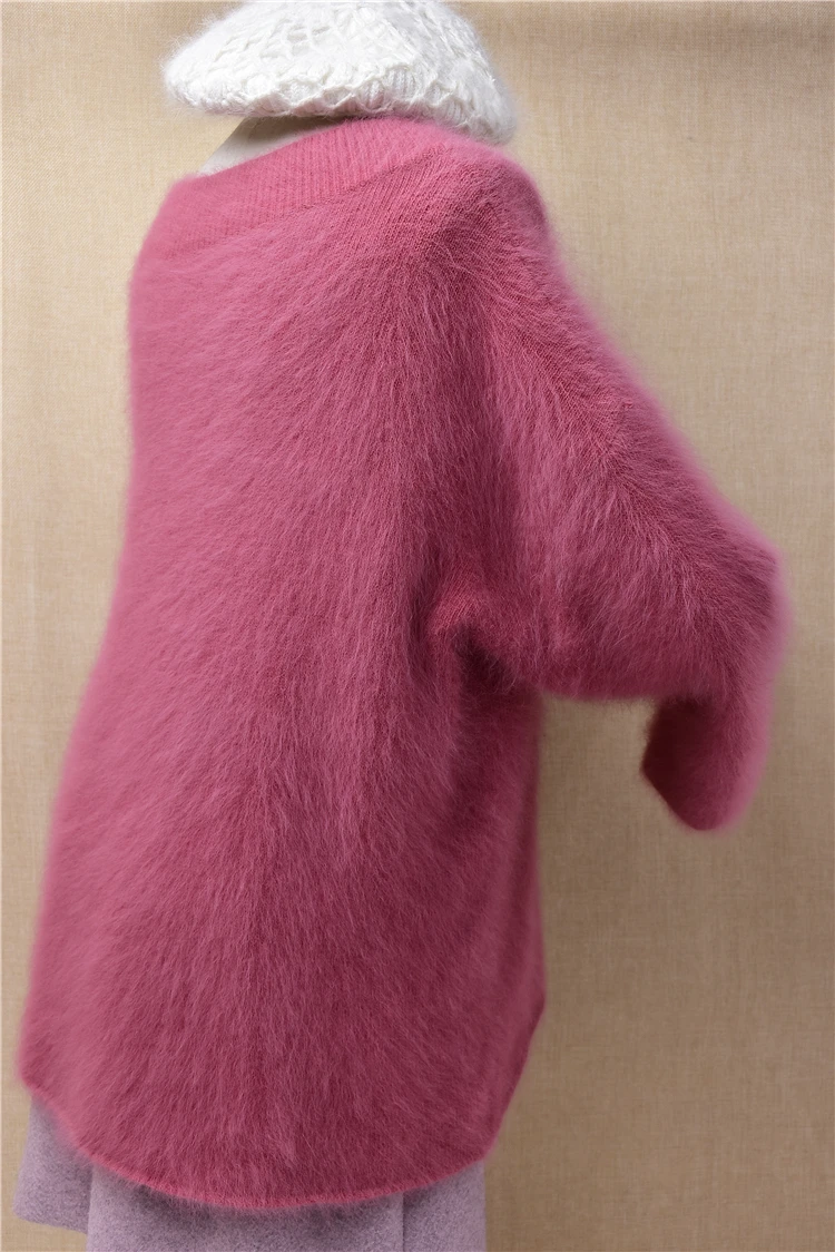 Пуловер женский вязаный из шерсти Ангорского Кролика с рукавами три четверти -