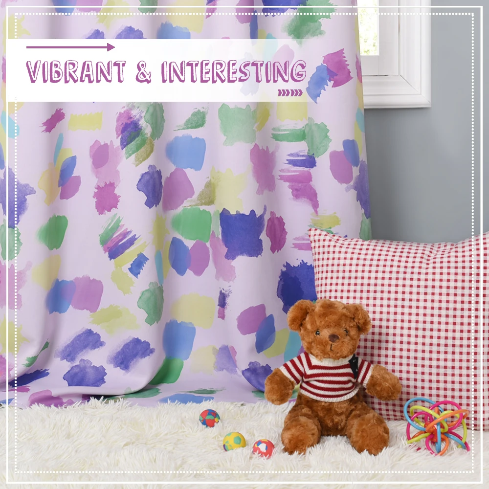 Шторы блэкаут акварельные nictown занавески с ярким успокаивающим принтом для