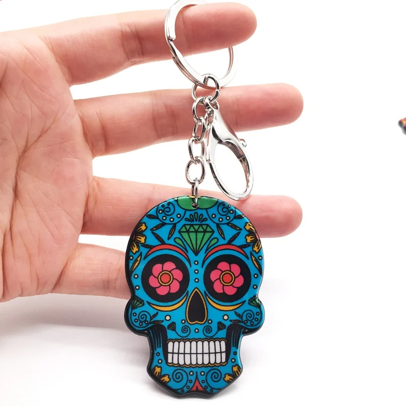 H Брелок с черепом Calavera мексиканский милый сладкий сахар череп большой Омар брелок для ключей Хэллоуин акриловые бусины в форме черепа брелок сумка Подвески - Цвет: H