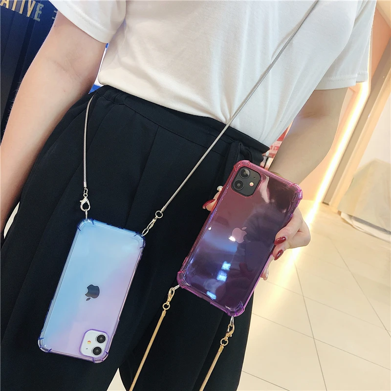 Прозрачный чехол Rainbow aurora для iPhone 11 pro max xr x xs 6 7 8plus SE мягкий чехол-накладка с