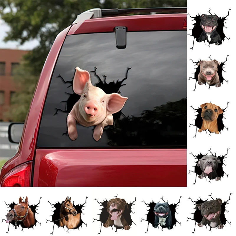 

Animal Wall Sticker Dog Sticker Creative Hole Car Window Sticker Personalized Glass Sticker Fashion Trend