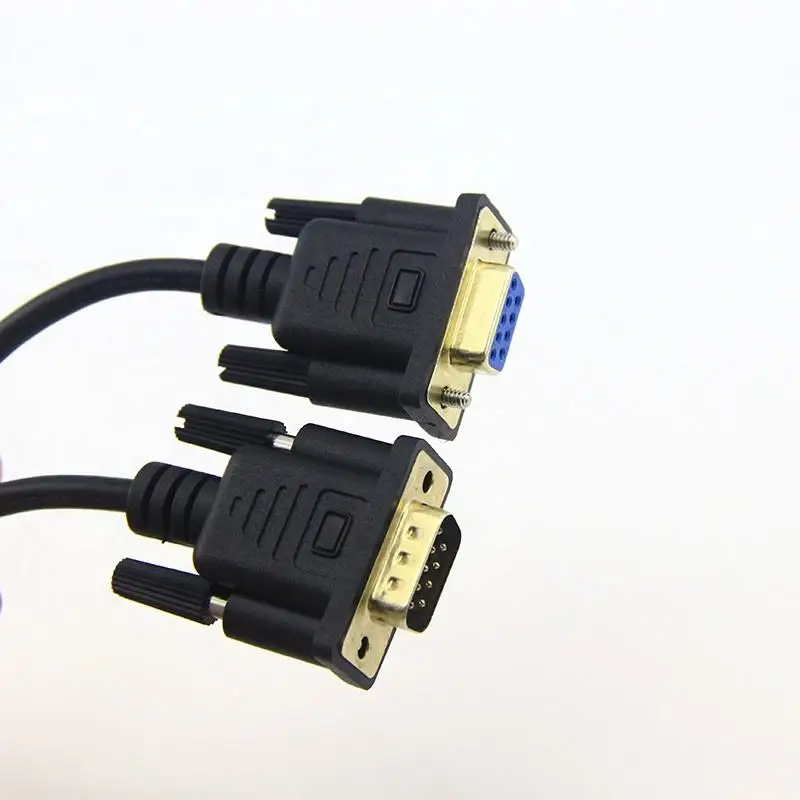 

High Quality Gold Plated DB9 Connector Black Color 1.0 Meter Pure Copper Wire Full Pin Connection DB9 Serial Cable