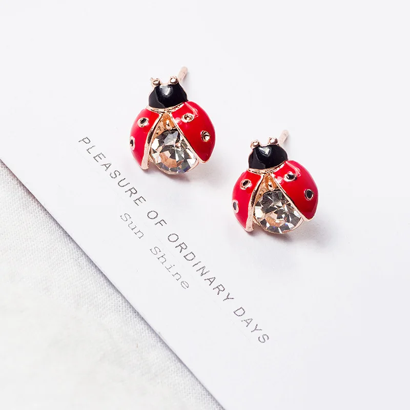 Божья коровка septempunctata серьги Модные Стиль мультфильм насекомых капли масла