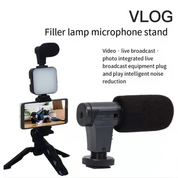 Kit de Studio pour Smartphone, appareil photo, vlog, photographie avec  Microphone, lumière de remplissage LED, Mini trépied