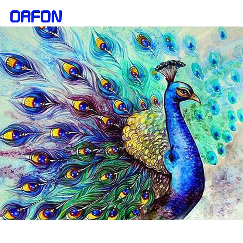 ORFON безрамные павлиньи животные DIY Набор для рисования по номерам Акриловая