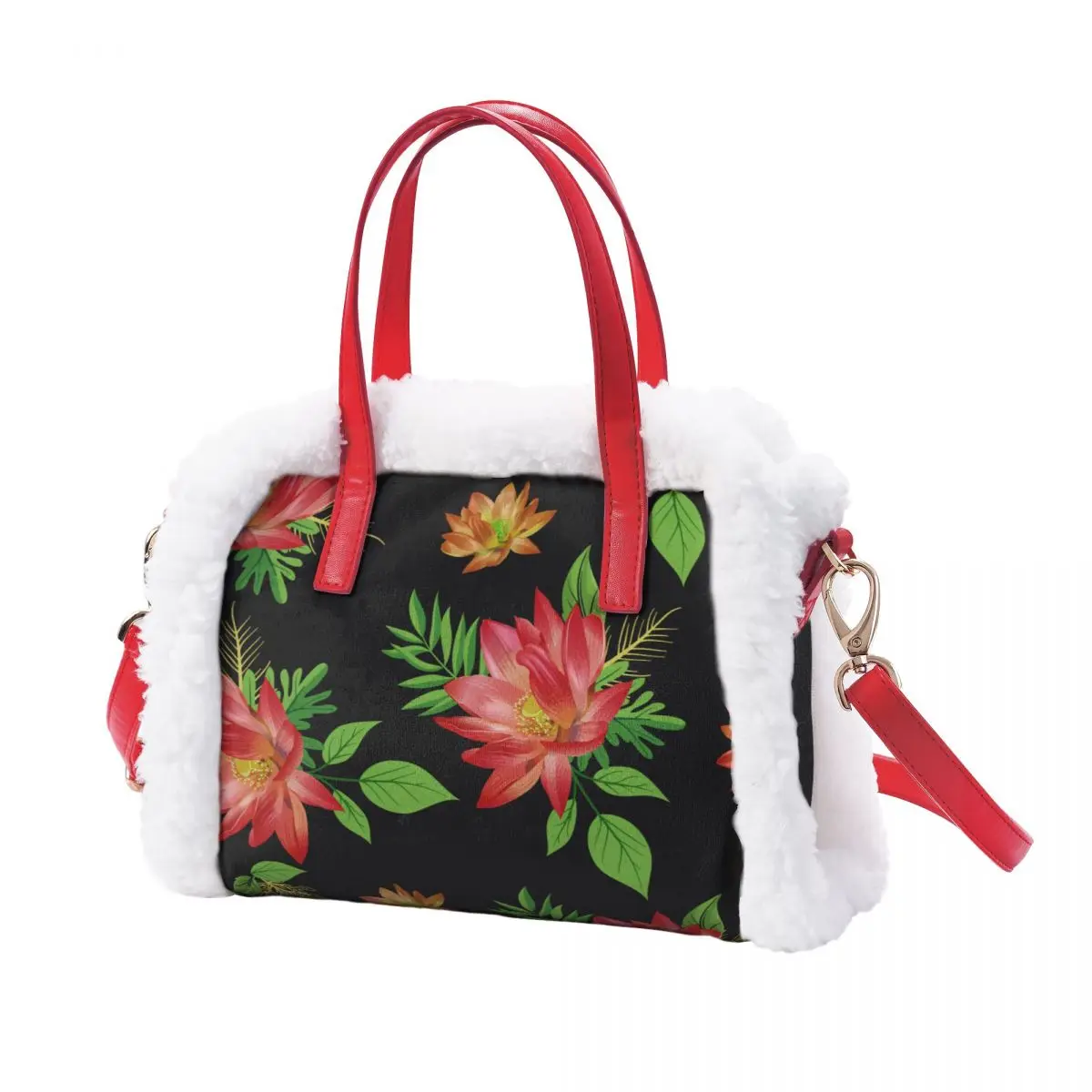 

Рождественская пушистая сумка, Наплечная Сумка для женщин, новогодвечерние Праздничная подходящая осенне-зимняя одежда, красные прямые по...