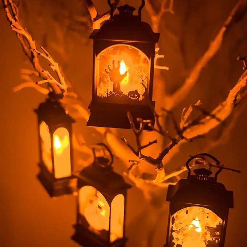 

Pumpkin Castle Light Halloween Kids Lamp Ghost LED Lantern Creative Plastic Witch Skull Vintage Party Props Hanging Lantern