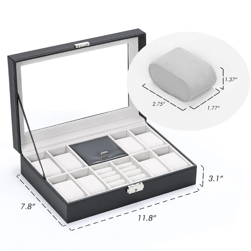 Высококачественный контейнер для хранения часов из искусственной кожи с одним