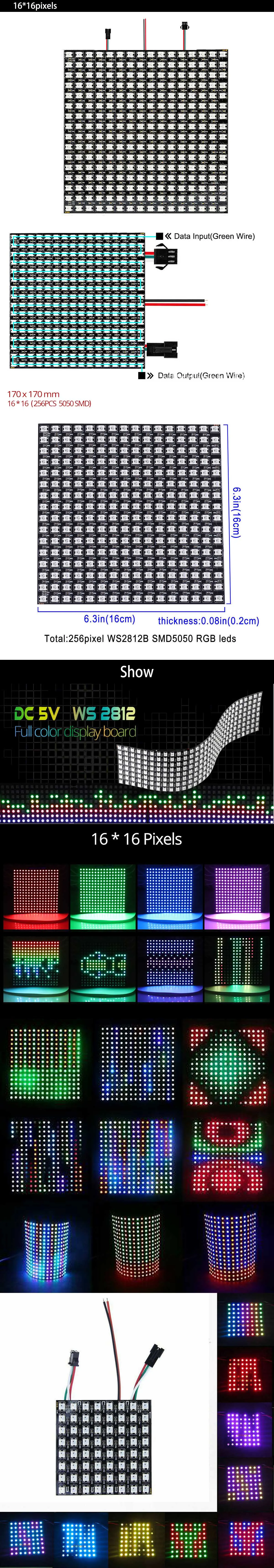 DC 5 В WS2812B светодиодная цифровая панель матричный гибкий экран 5050 RGB запрограммированные индивидуально адресуемые пиксели Led 8*8,16*16,8*32