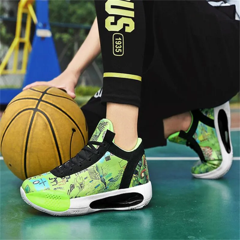 

High Top Printed Basketball Shoes Men Couple Sports Gym Ankle Boots Bounce Sport Basketball Sneakers Men Zapatillas Baloncesto