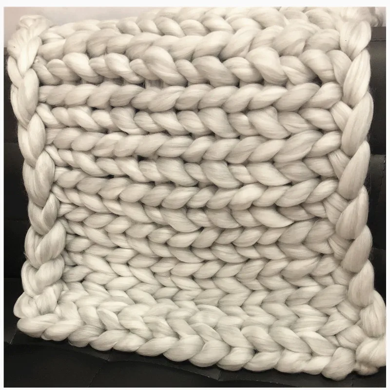 Вязаное одеяло смешанных цветов вязаное из пряжи ручной вязки теплое крупное