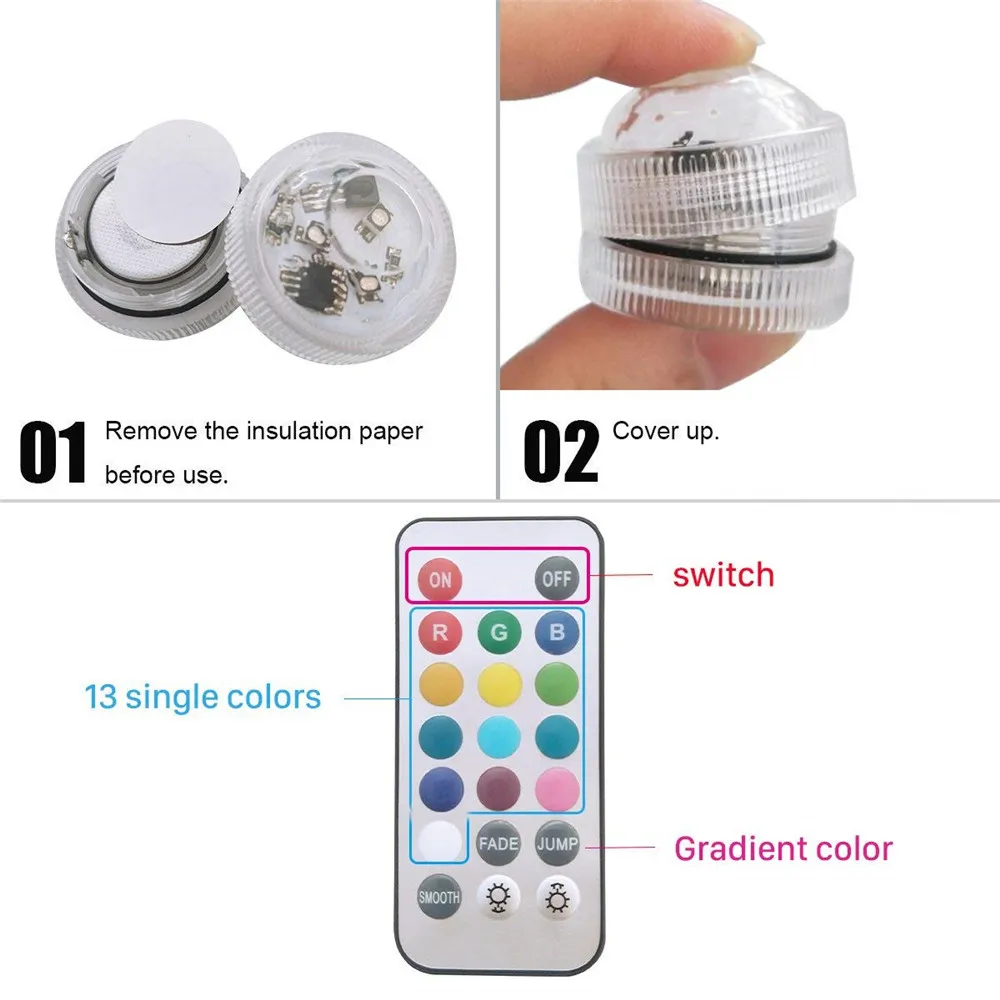 IP68 Водонепроницаемый погружной светодиодный светильник s цветная (RGB) подводная