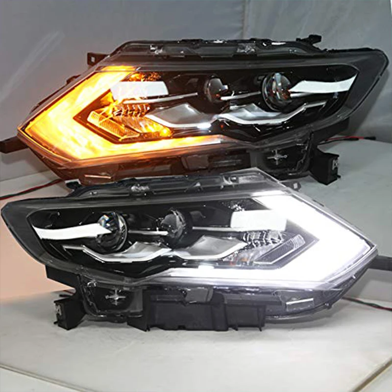 1 пара для NISSAN X-Trail Rogue светодиодный светильник на голову год черный корпус передняя лампа головной светильник s с дневным ходовым светильник