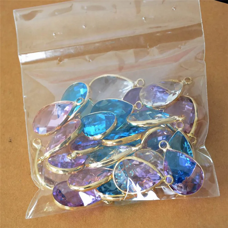 

10Pcs/lot Alloy Water Drop Shape Glass Crystal Necklace Charms Pendant For DIY Drop Earring Necklace Jewelry Accessories