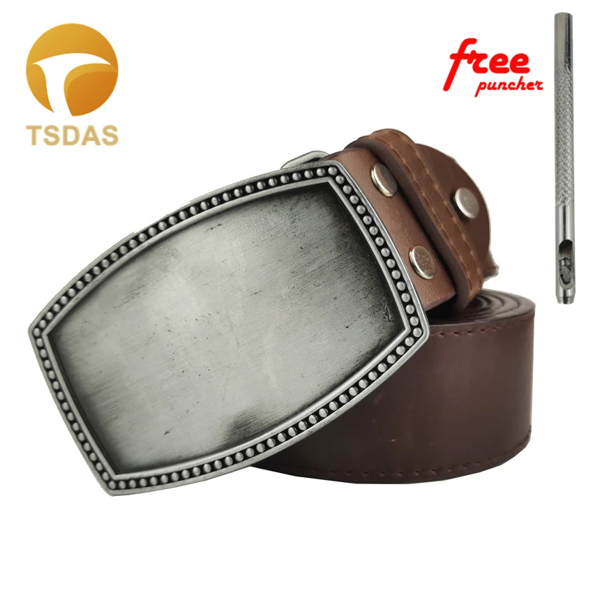 

Rectangle Blank Belt Buckle -Add Your Own Design-Custom DIY Belt Buckle In Silver Plating Come with Belt