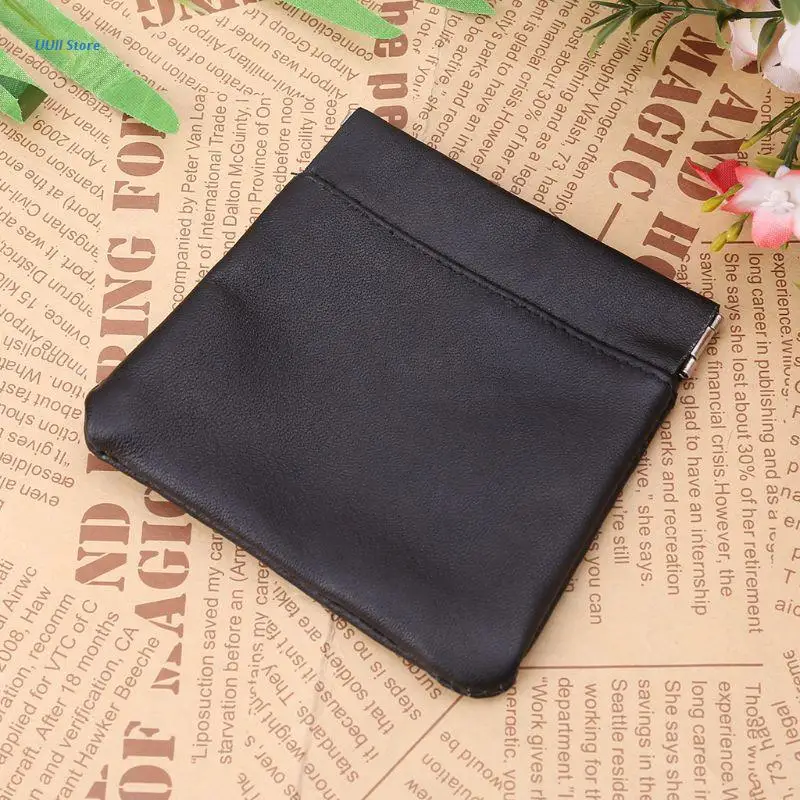 

Men Ladies Genuine Leather Coin Pouch Snap Top Purse Strong Metal Spring Closure Small Change Bag
