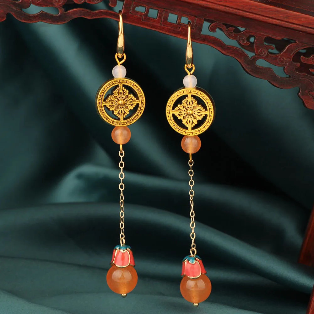 

Original Fashion Vintage Earrings , Nature Stones Palace Earrings Ethnic Jewelry for Women MYWINY