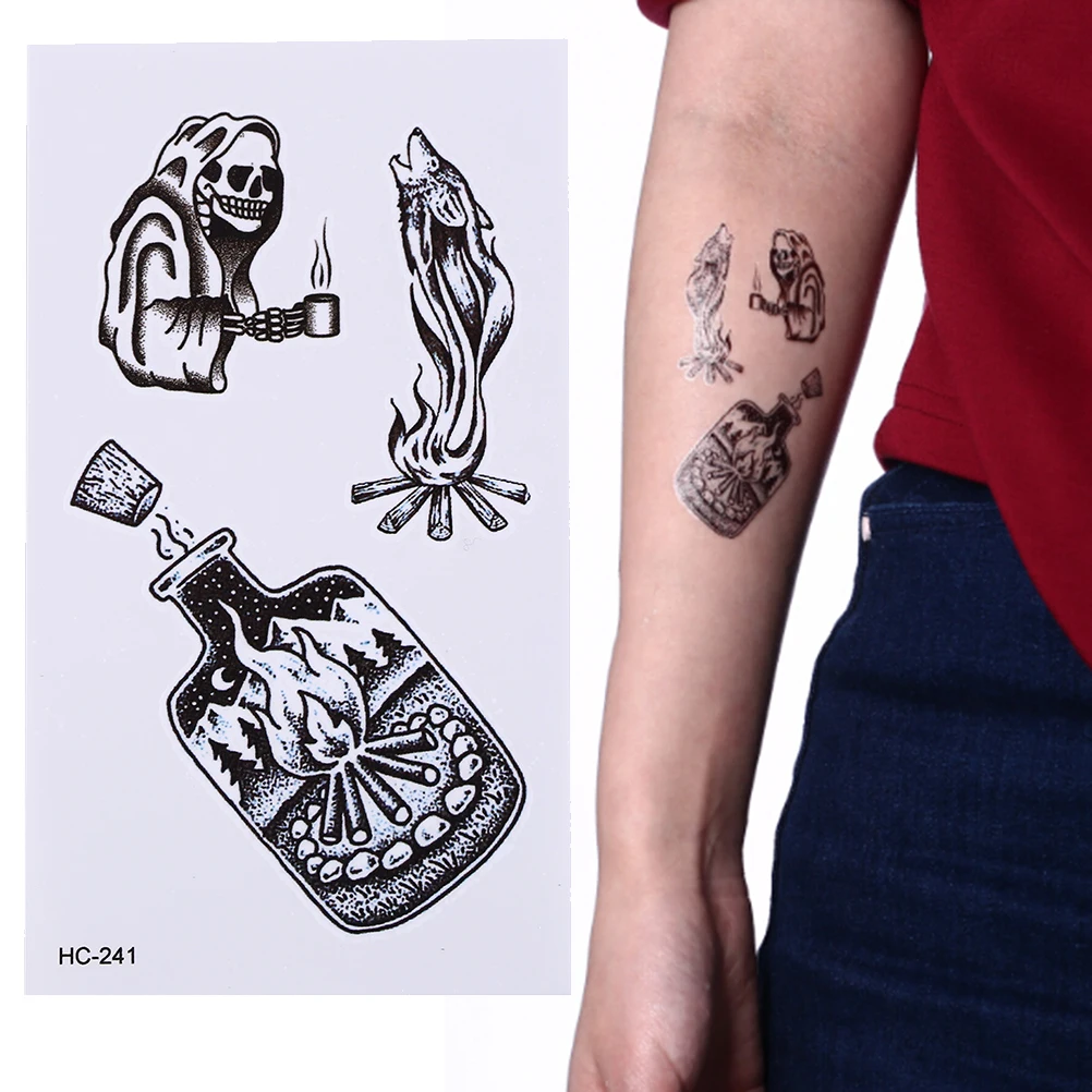 

Новые мужские Водонепроницаемый стикер татуировки модные Death Skull Временные татуировки тела рука нога женские поддельная флеш-татуировка ст...
