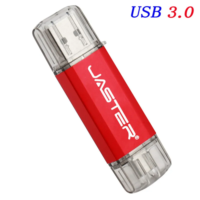 Red JASTER USB 3,0 type-C 3,1 флеш-накопитель 64 Гб 128 Гб металлический USB флеш-накопитель для телефонов Micro USB Flash type C - Цвет: Red