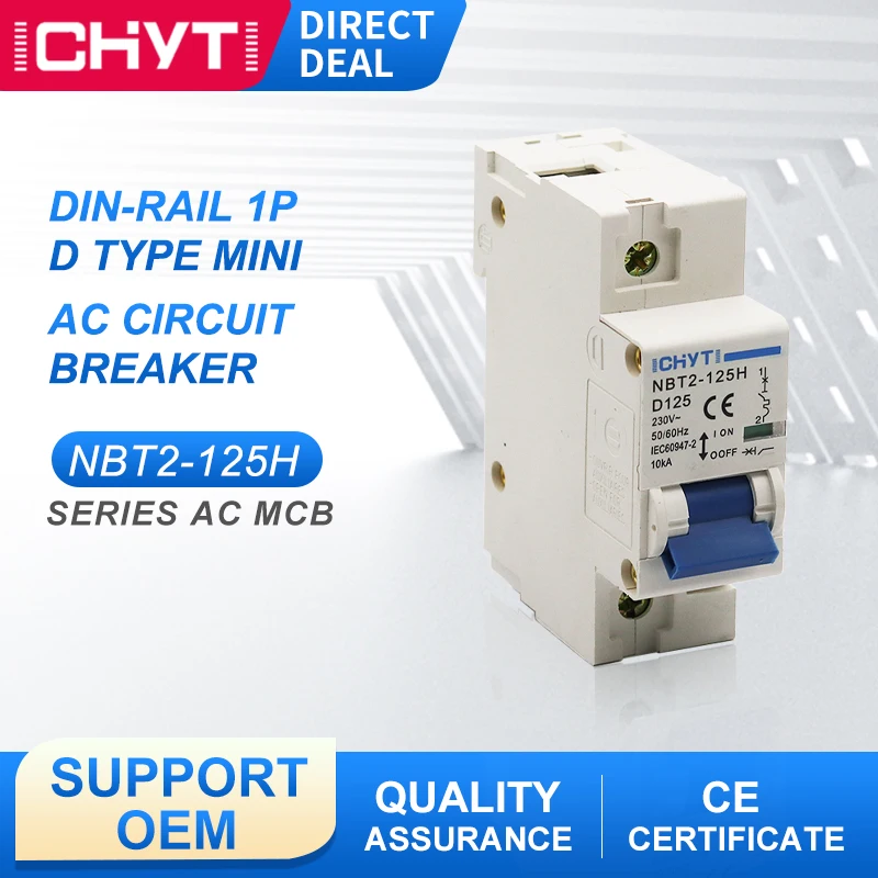 

ICHYTI NBT2-125H 1P 80A 100A 125A 230VAC MCB Circuit Breaker Miniature Main Switch D Curve Mater Switch