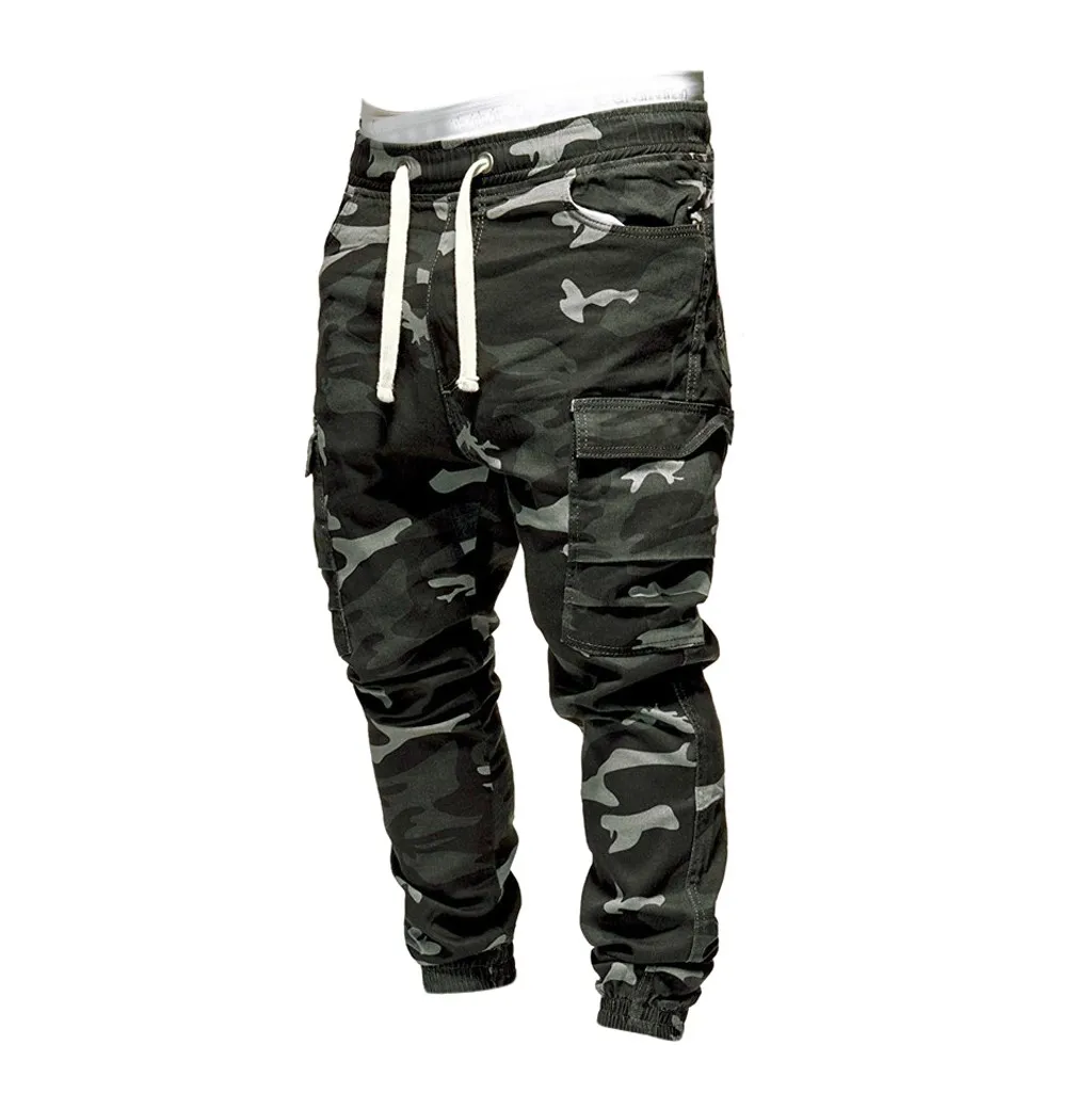 

Men's Fashion Loose Handsome PocketJeans Pants Tooling Camouflage Pants M-4XL Hip Hop Sweatpants Casual Pants LS 1218