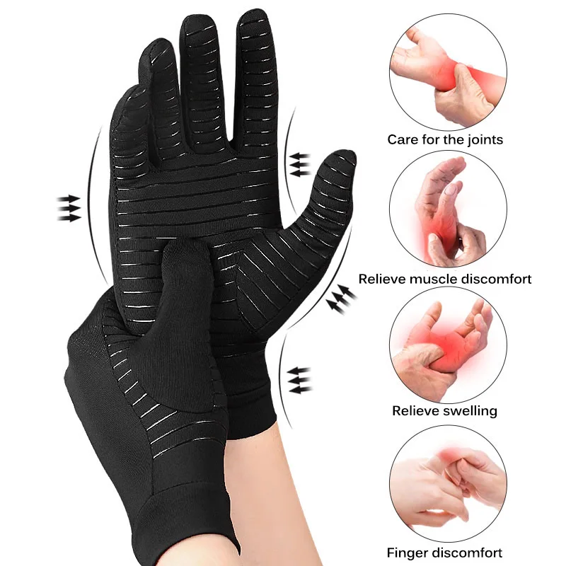 

1 Pair Compression Arthritis Gloves Wrist Support Cotton Joint Pain Relief Hand Brace Women Men Therapy Wristband For Sports