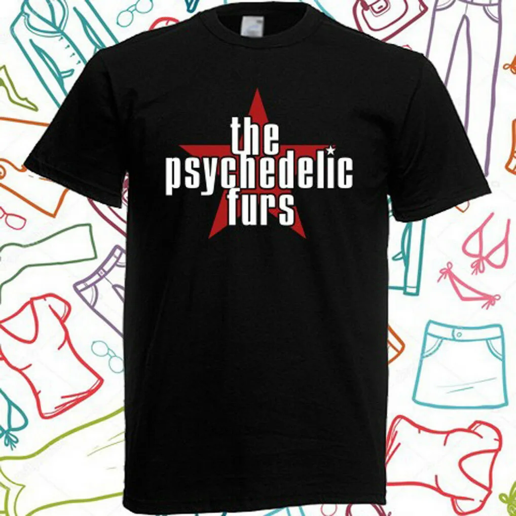 Мужская черная футболка с логотипом рок группы The Psychedelic Furs размеры от S до 3XL для