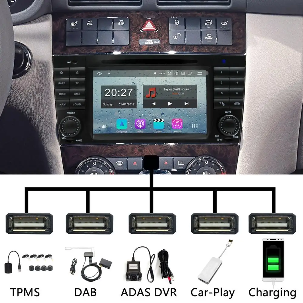 Octa Core 4GB RAM Android 9 0 автомобильный DVD для Mercedes Benz C Class W203 C180 C200 C220 C230 C240 C250 C270 C280 C300 C320 DSP