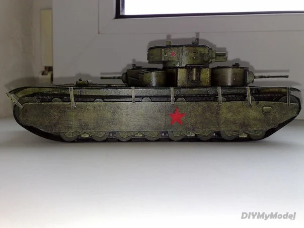 DIYMyModeI-tanque pesado de t-35a sovi&eacute;tico, bricolaje, artesanal, KIT de modelo de papel hecho a mano, rompecabezas de juguete, regalo, accesorios de pel&iacute;cula-3