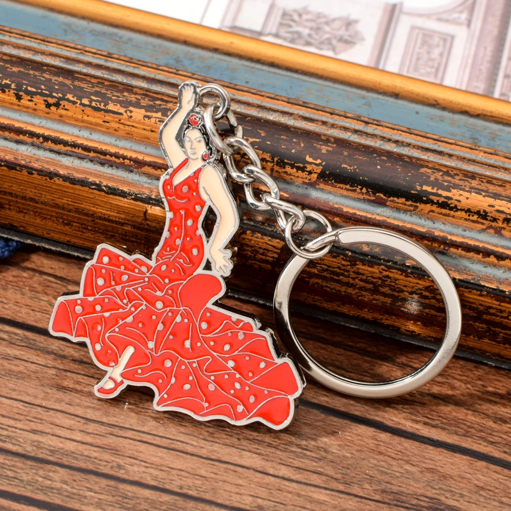 Vicney Fashion уникальный брелок для ключей в Испании Espana Red Girl Танцовщица подарок