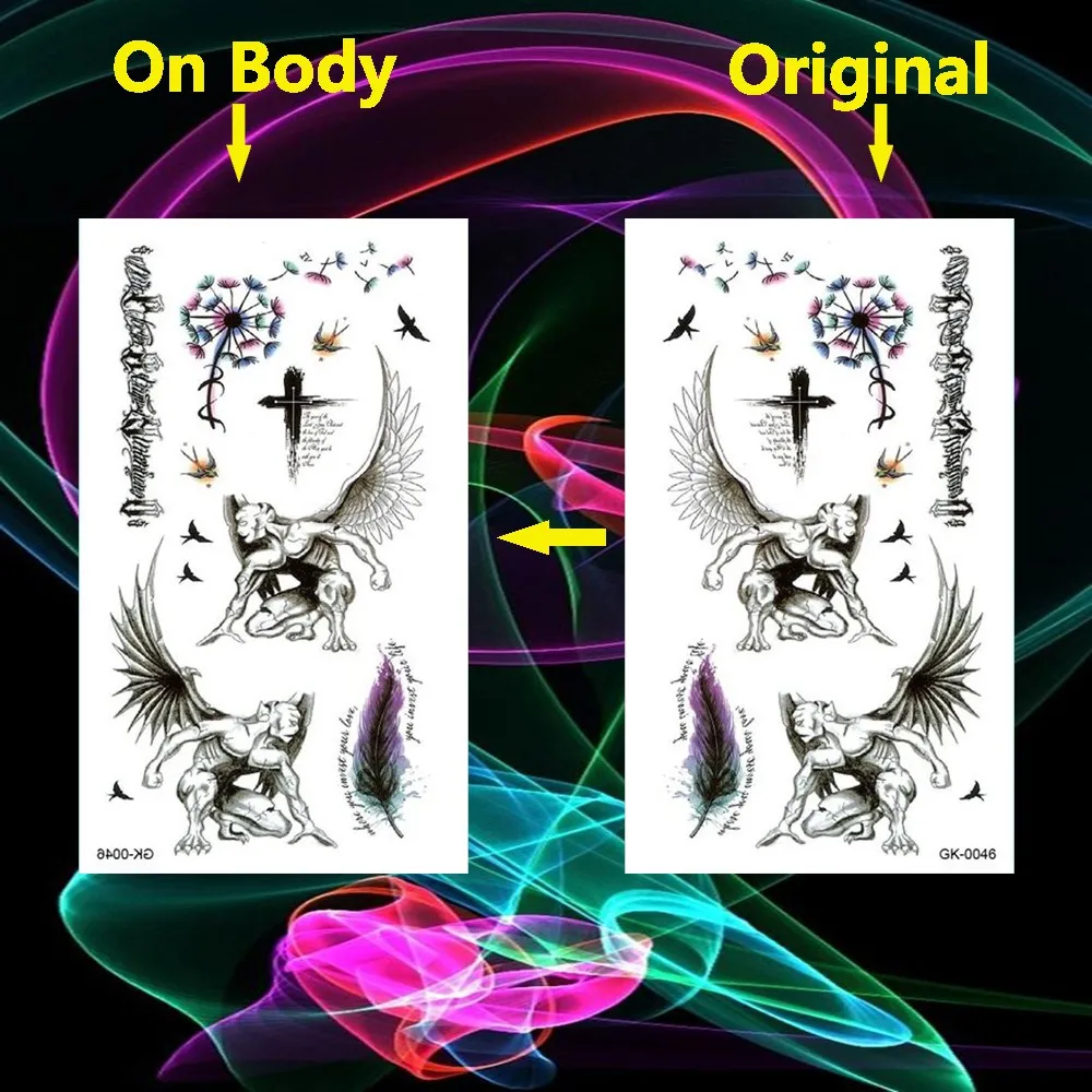 Крылья перо водонепроницаемые татуировки птица Ангел временные наклейки
