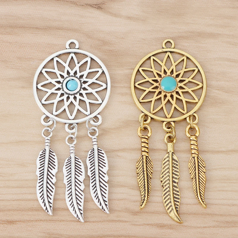 5 шт. Золото Тон перо Ловец снов Подвески Кулоны из нержавеющей стали для Цепочки