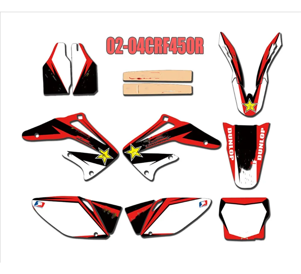 Для Honda CRF450 CRF 450 2002 2003 2004 мотоцикл Полный ПВХ фон наклейки DIY настраиваемый номер