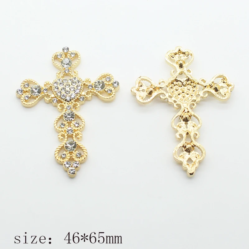 2 шт./лот 60*48 мм крестообразная подвеска металлические стразы серебряные