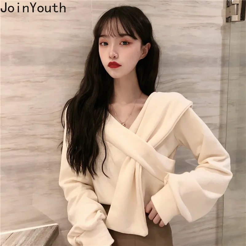 Joinyouth корейский свитер Одноцветный крест милые пуловеры Harajuku Осень зима теплая